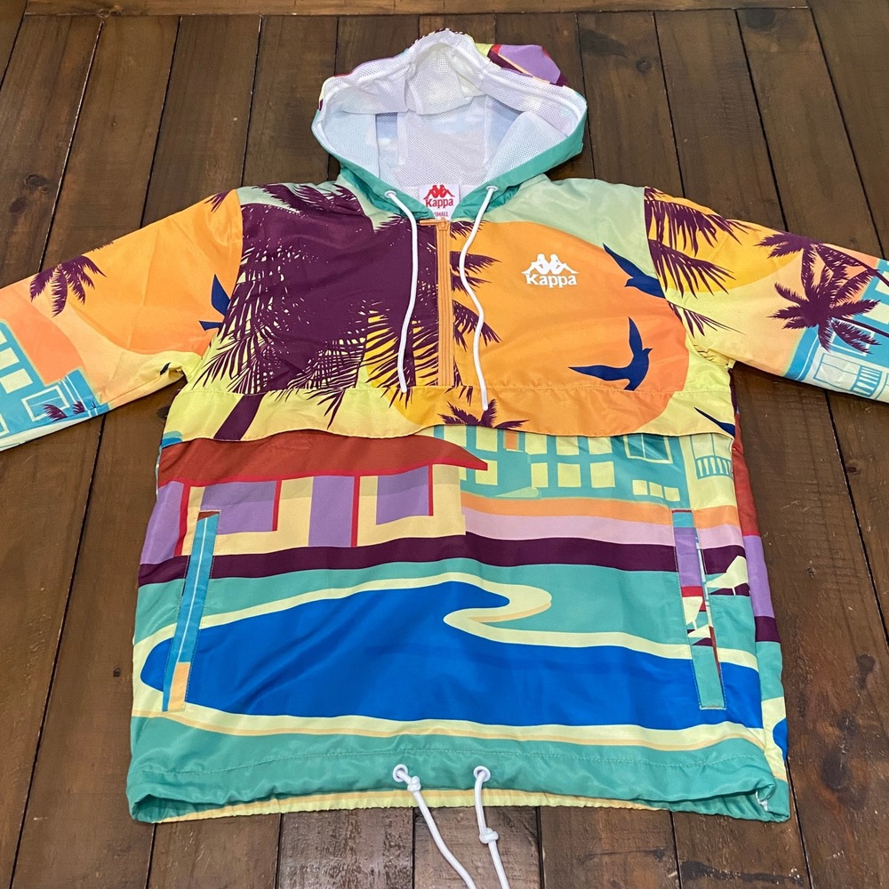 Kappa Bloxom Resort Woven Anorak Jacket Half Zip Hoodie Multicolor XS